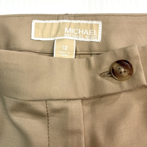 Michael Kors Women Beige Flat Front Ankle Pant. Sz 12 - Picture 4 of 9